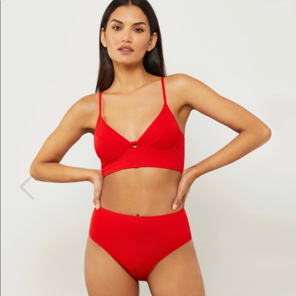 RED HIGH WASTE BIKINI